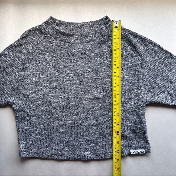 Gymshark Women's large cropped knit grey gym shirt workout exercise athleisure - Picture 7 of 8